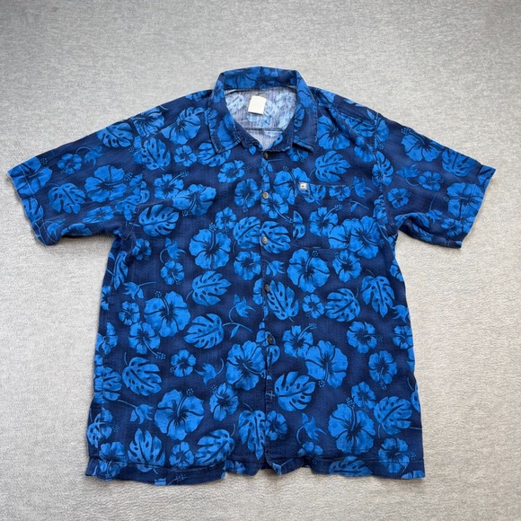 Vintage Quiksilver Shirt Mens XL Blue Floral Hawaiian Rayon Button Up Surf Beach - Picture 2 of 10